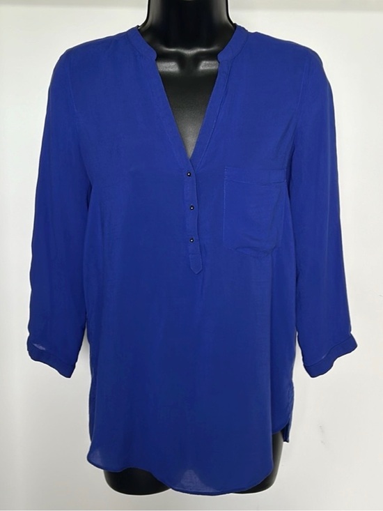 Zara Tops - ZARA Basics Royal Blue Flowy V-Neck Tunic Blouse Women’s XS